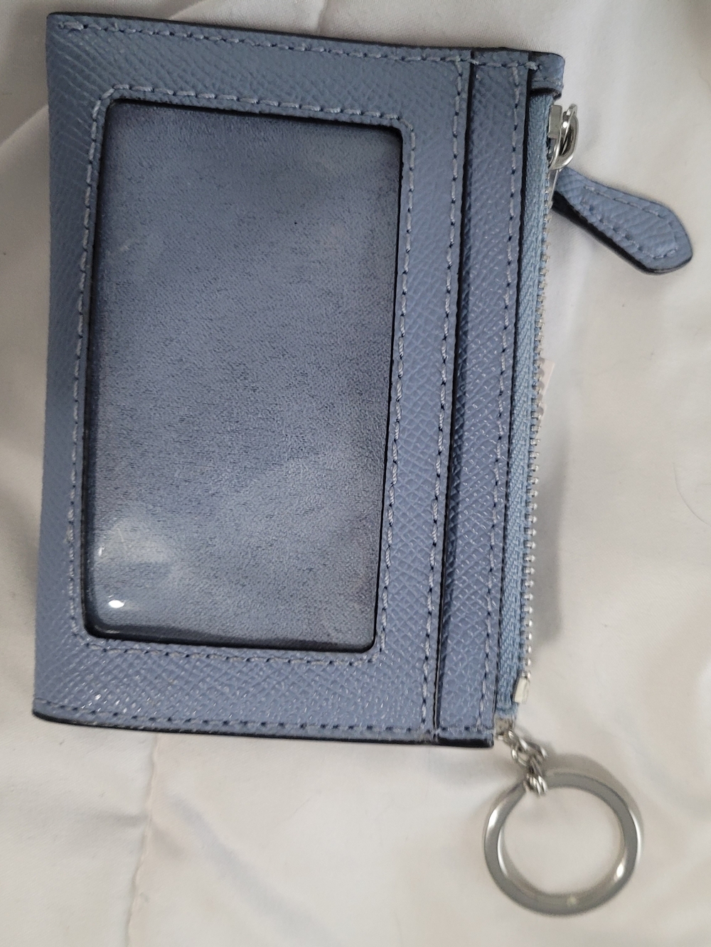Coach Light Blue Leather Card Case Keyring - Picture 2 of 3